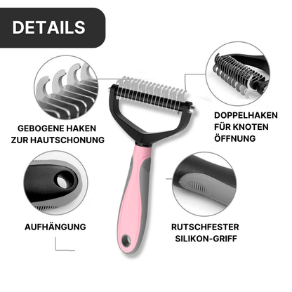 Fellbürste mit Doppelhaken - leichtes Lösen von Fellknoten und Verfilzungen