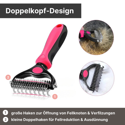Fellbürste mit Doppelhaken - leichtes Lösen von Fellknoten und Verfilzungen